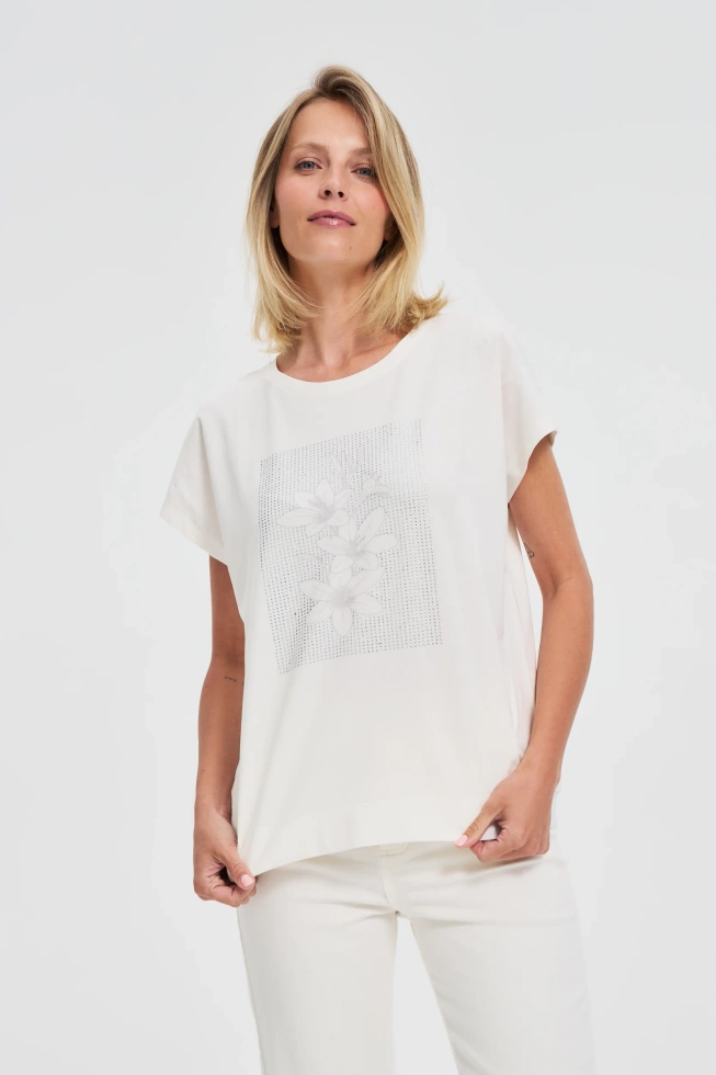 WOMEN'S TSHIRT L-TS-4640 OFF WHITE