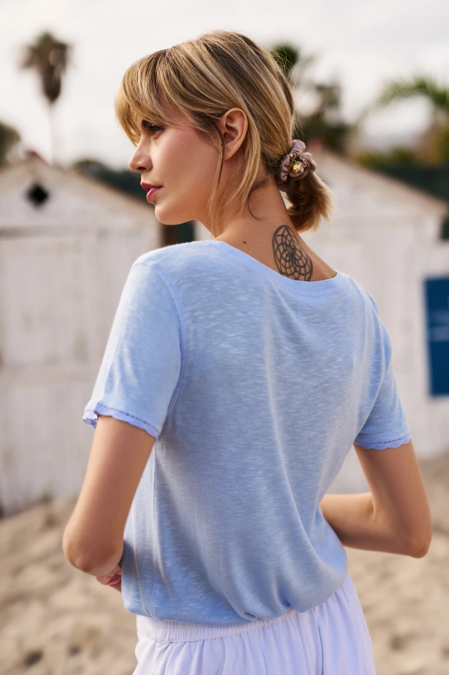 WOMEN'S T-SHIRT L-TS-4672 L.BLUE-set