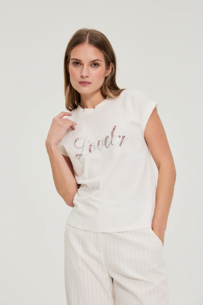 WOMEN'S TSHIRT L-TS-4931 OFF WHITE