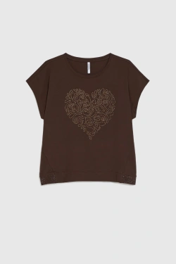 WOMEN'S TSHIRT L-TS-4935 D.BROWN