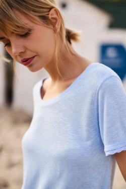 WOMEN'S T-SHIRT L-TS-4672 L.BLUE