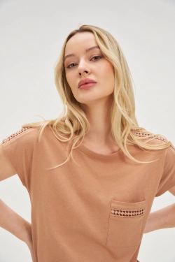 WOMEN'S TSHIRT L-TS-4635 L.BROWN-set