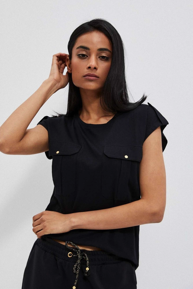 Bawełniana bluzka L-TS-3849 BLACK