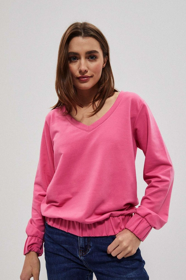 Bluza z dekoltem w serek L-BL-3702 PINK