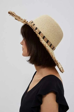 A straw hat with a wide brim