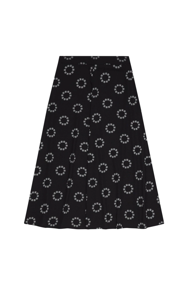 Flared skirt with a print