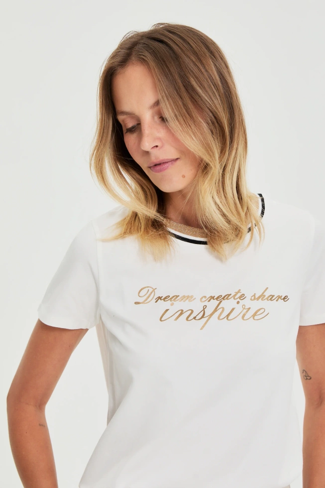 WOMEN'S TSHIRT L-TS-4914 OFF WHITE