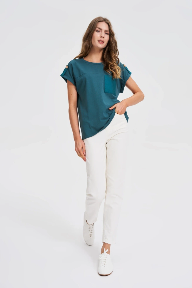 WOMEN'S TSHIRT L-TS-4706 D.GREEN
