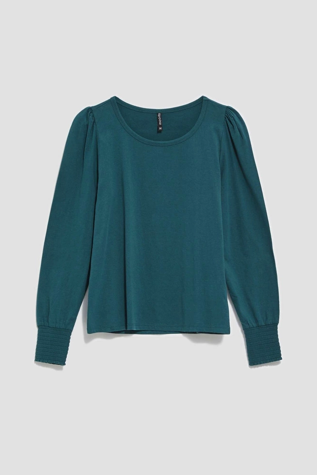 Cotton blouse with puff sleeves
