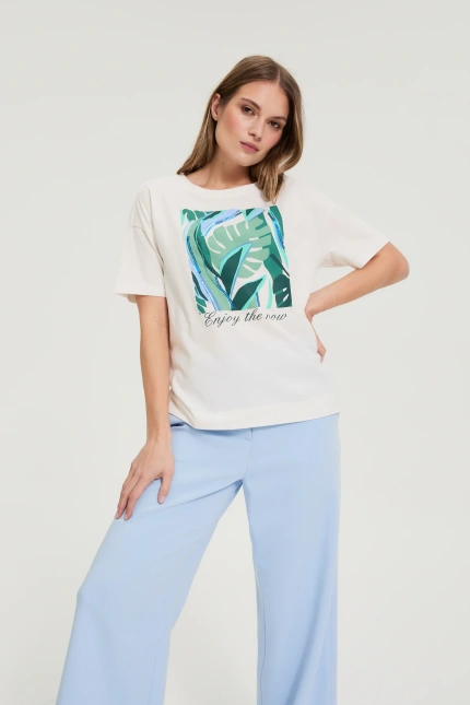 KOSZULKA DAMSKA L-TS-4946 OFF WHITE