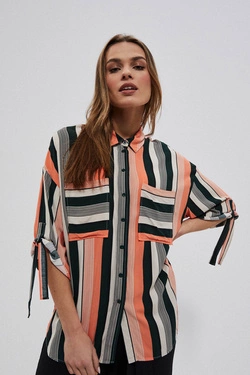 Wzorzysta koszula z wiskozy L-KO-3754 L.BEIGE