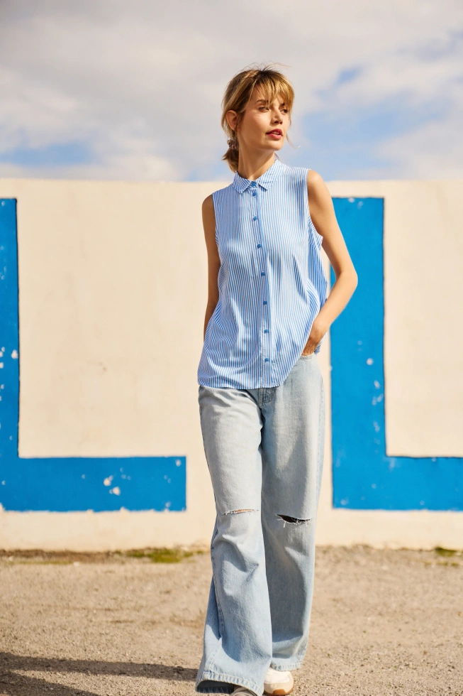 WOMEN'S SHIRT L-KO-4663 WHITE_BLUE