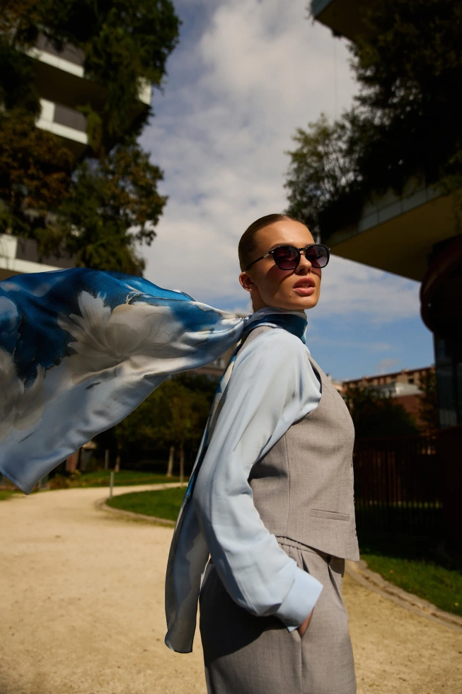 WOMEN'S SCARF L-SZ-4918 BLUE