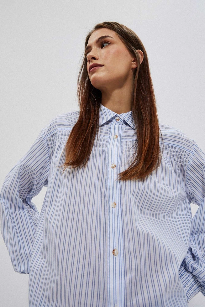 LADIES SHIRT L-KO-4009 WHITE_BLUE