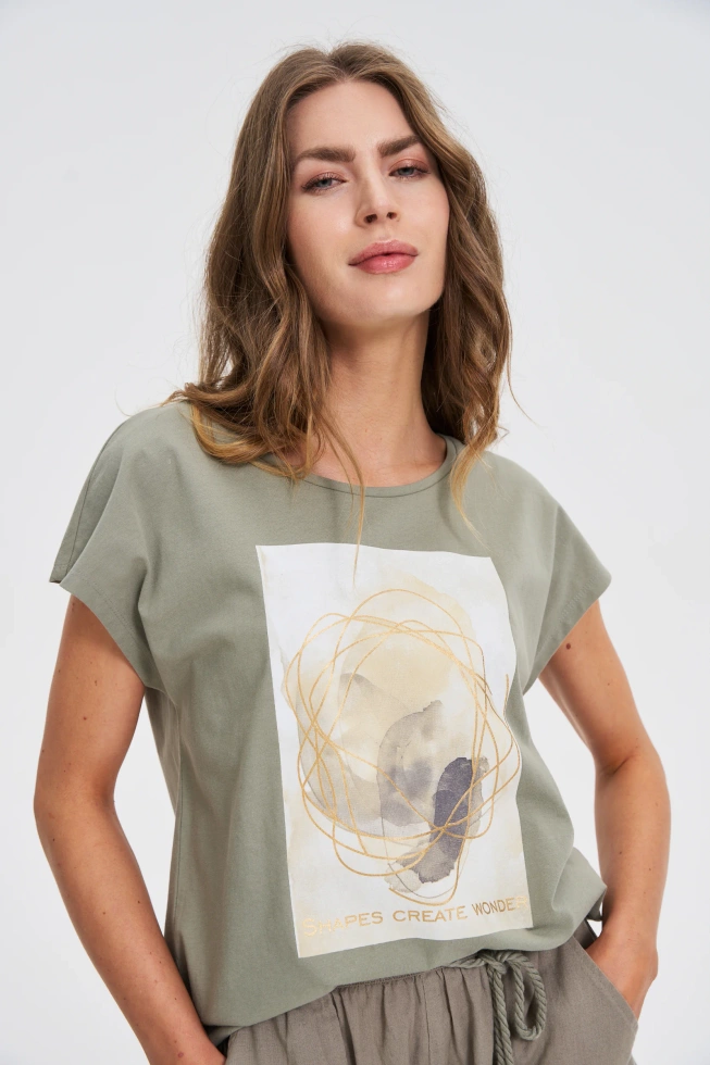 WOMEN'S T-SHIRT L-TS-4742 OLIVE