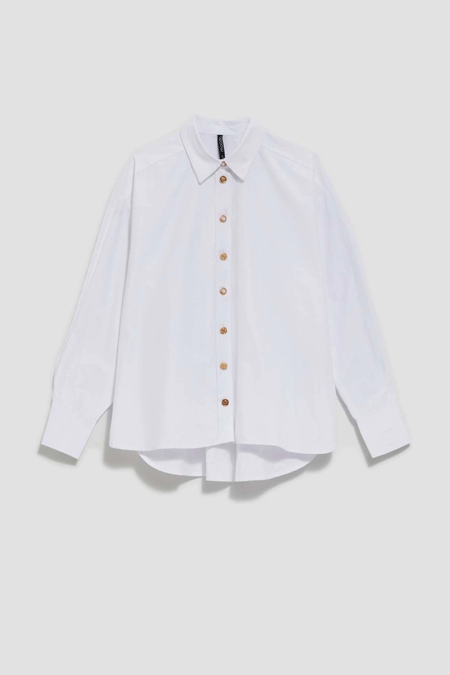 Shirt with gold buttons