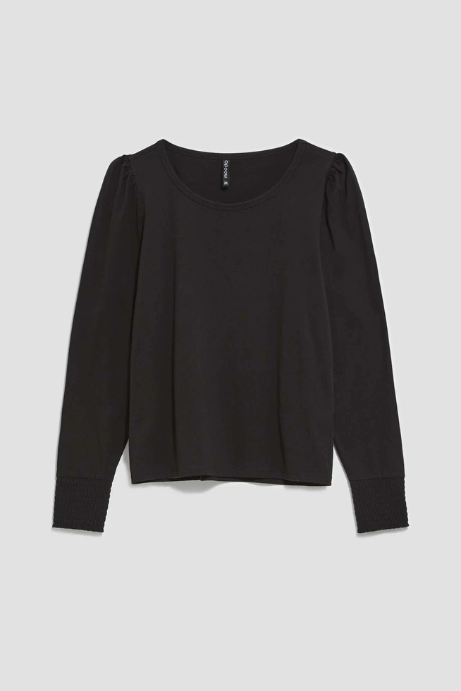 Cotton blouse with puff sleeves