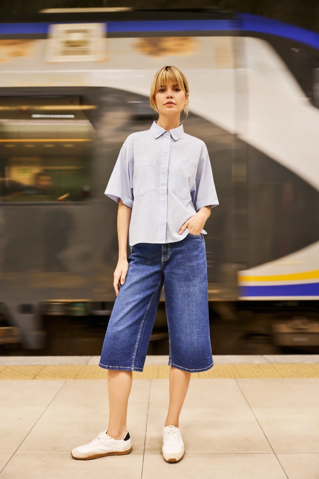 WOMEN'S SHORTS L-SH-4603 D.BLUE-set