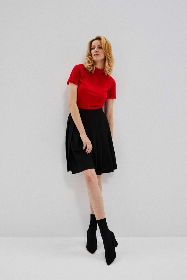 Blouse with a frill at the neckline and sleeves