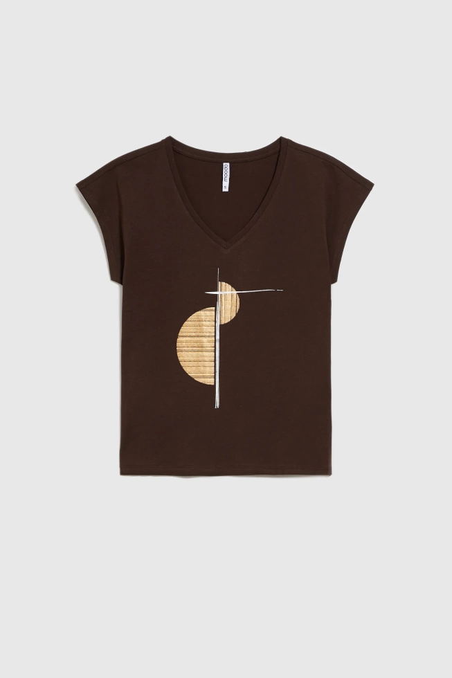 WOMEN'S T-SHIRT L-TS-4737 D.BROWN