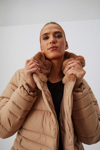 Pikowana kurtka z misiem Z-KU-3610 BEIGE