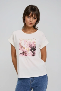 WOMEN'S TSHIRT L-TS-4917 D.CREAM-set