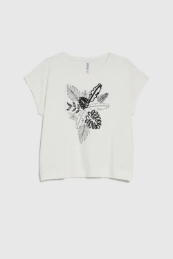 WOMEN'S TSHIRT L-TS-4987 OFF WHITE