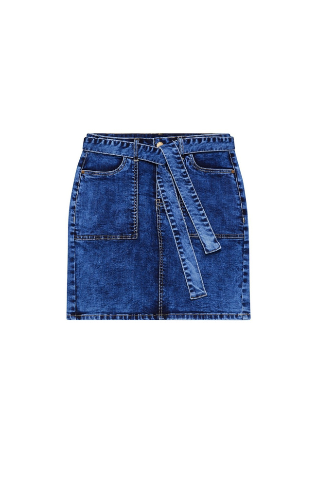 Jeansowa spódnica z paskiem L-SC-3412 NAVY
