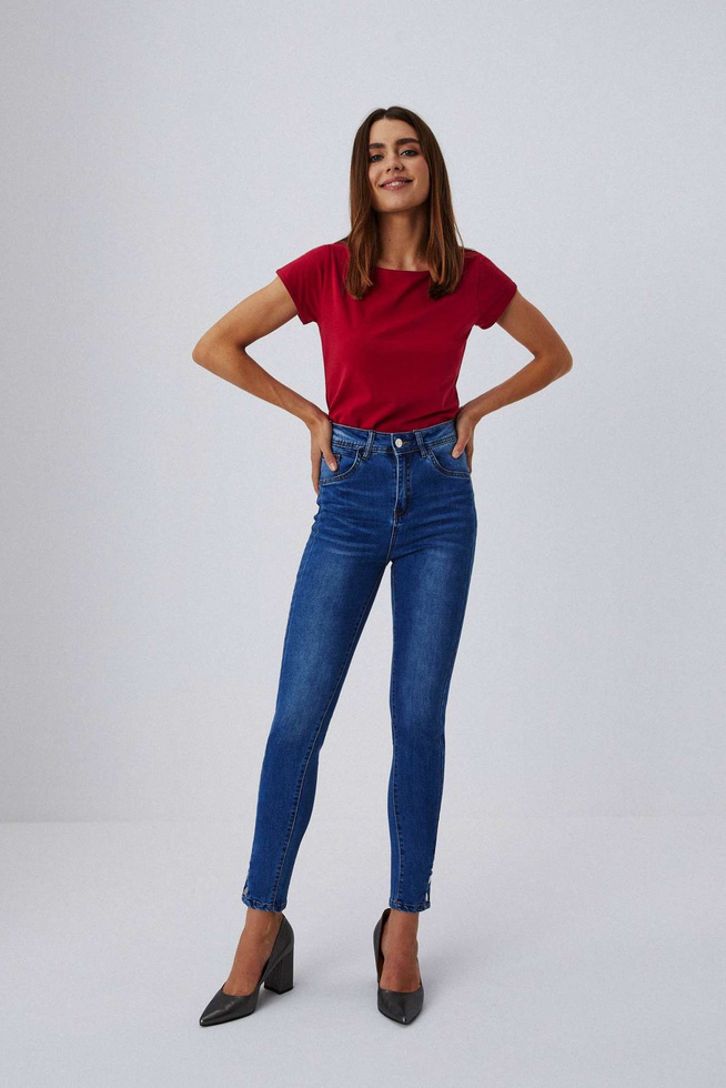 Jeansy medium waist L-JE-3418 BLUE