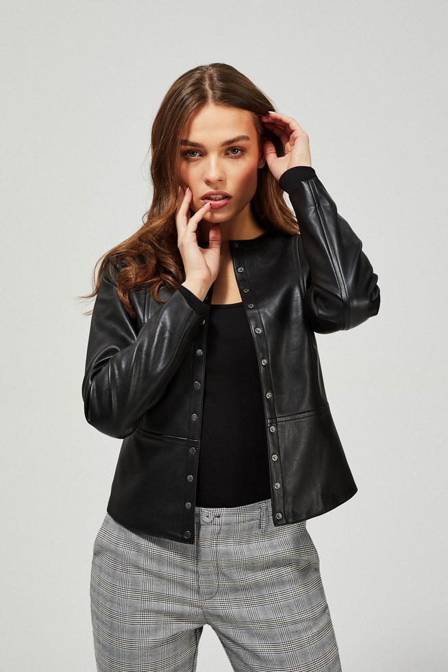 Kurtka z eko skóry L-KU-3410 BLACK