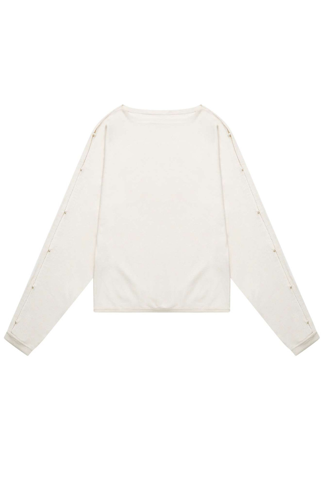 Sweter z ozdobnymi rękawami Z-SW-3657 OFF WHITE
